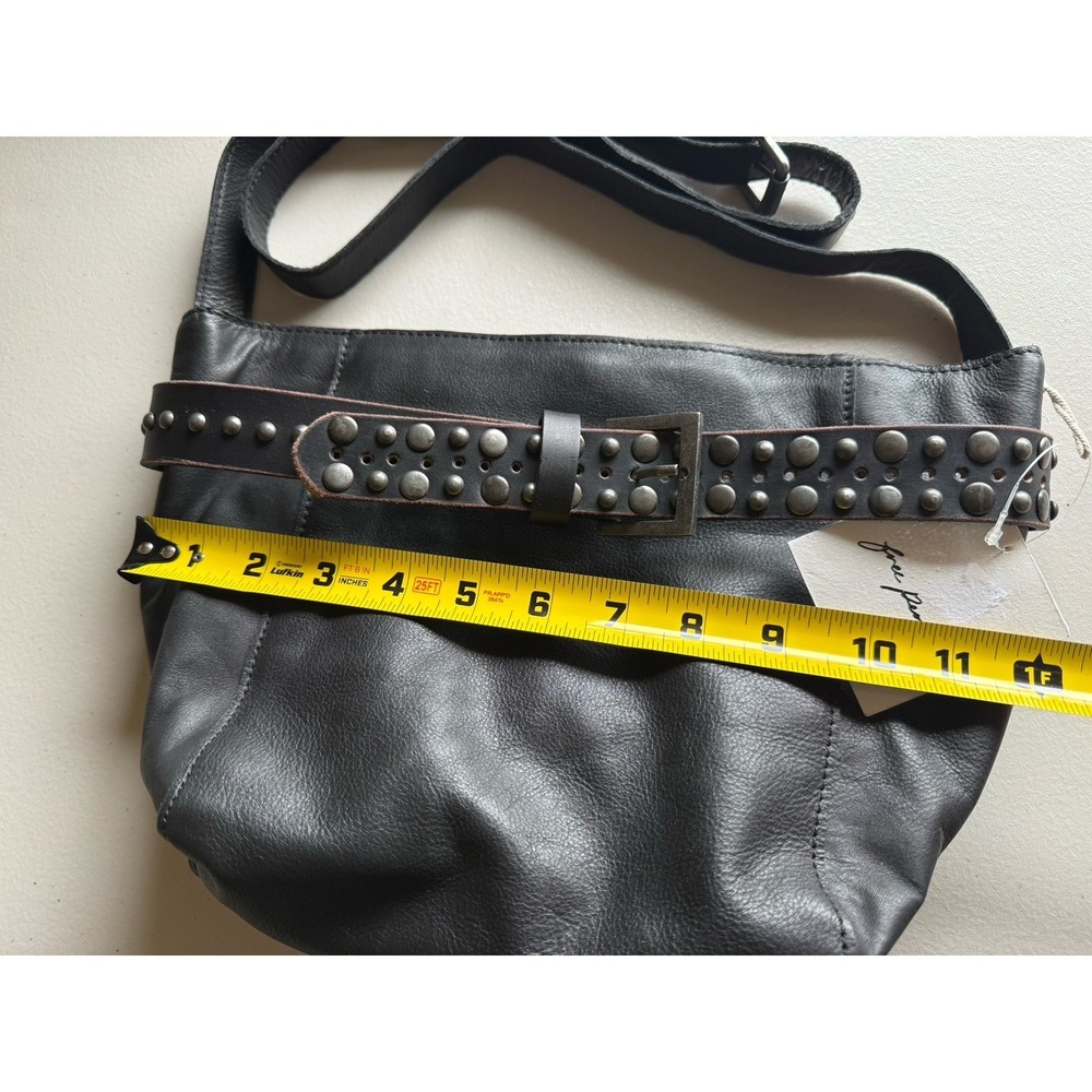 NWT Free People Embellished Studded Leather Bucket Crossbody Bag Black - Picture 7 of 14